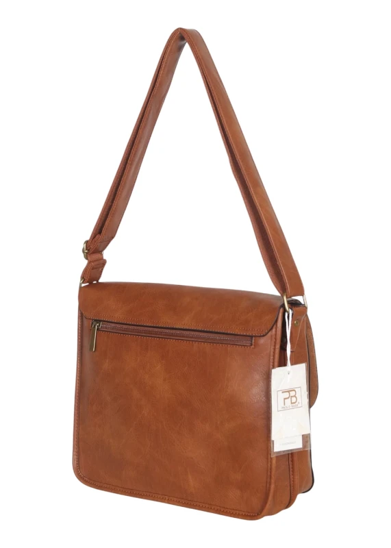 Torebka listonoszka z ekoskóry z kieszonkami – damska torebka na długim pasku A4