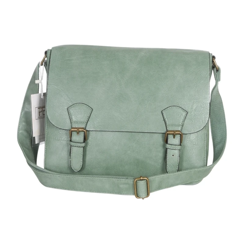 Torebka listonoszka z ekoskóry z kieszonkami – damska torebka na długim pasku A4