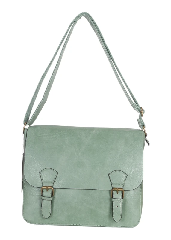 Torebka listonoszka z ekoskóry z kieszonkami – damska torebka na długim pasku A4