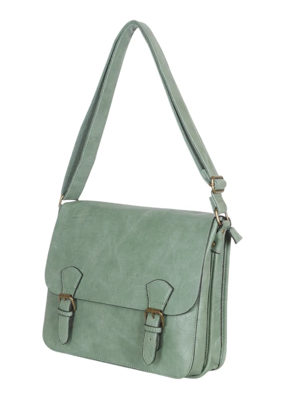 Torebka listonoszka z ekoskóry z kieszonkami – damska torebka na długim pasku A4