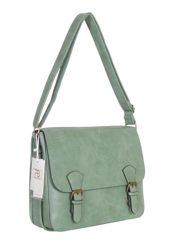 Torebka listonoszka z ekoskóry z kieszonkami – damska torebka na długim pasku A4