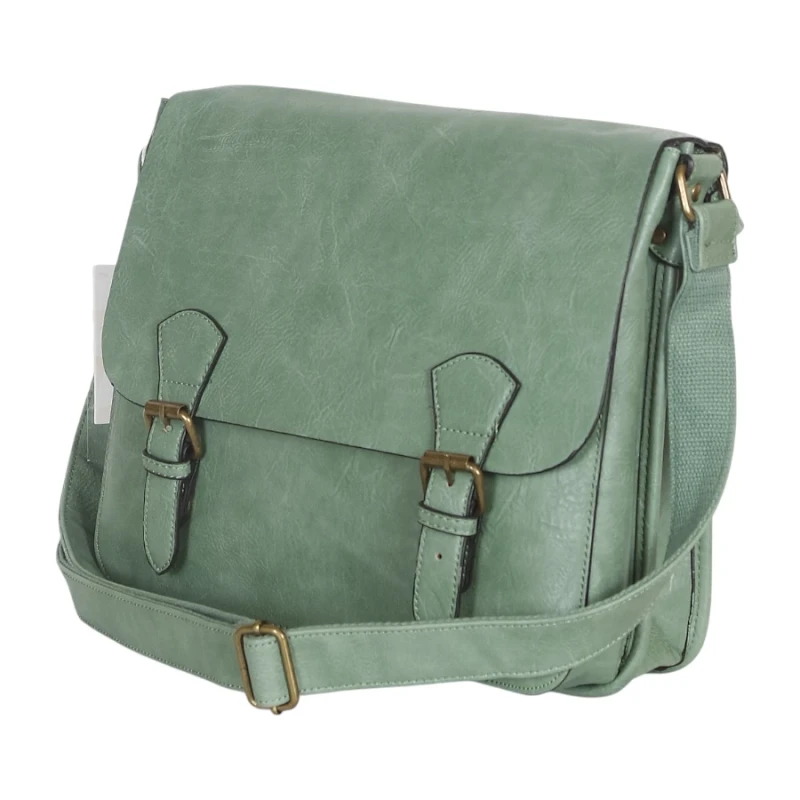 Torebka listonoszka z ekoskóry z kieszonkami – damska torebka na długim pasku A4