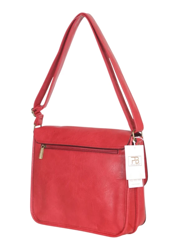 Torebka listonoszka z ekoskóry z kieszonkami – damska torebka na długim pasku A4