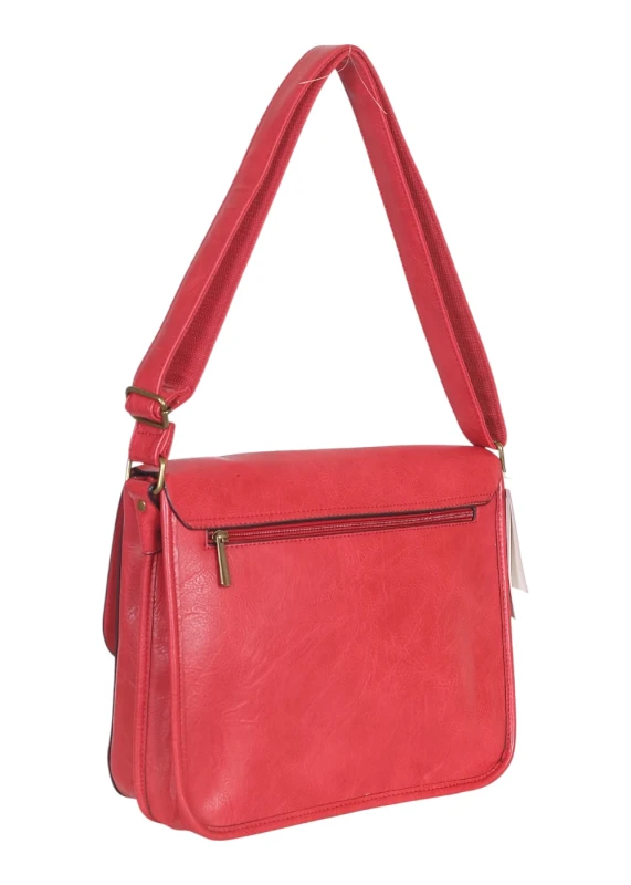 Torebka listonoszka z ekoskóry z kieszonkami – damska torebka na długim pasku A4