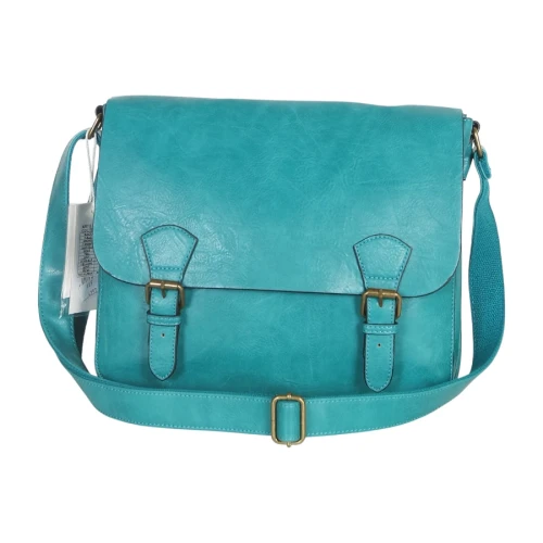 Torebka listonoszka z ekoskóry z kieszonkami – damska torebka na długim pasku A4 