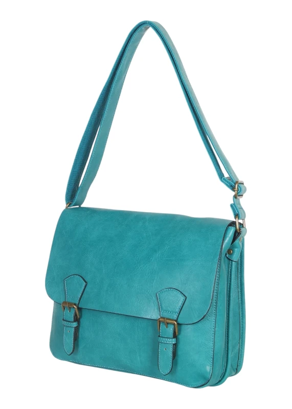 Torebka listonoszka z ekoskóry z kieszonkami – damska torebka na długim pasku A4