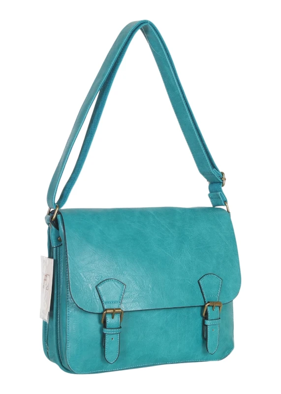 Torebka listonoszka z ekoskóry z kieszonkami – damska torebka na długim pasku A4