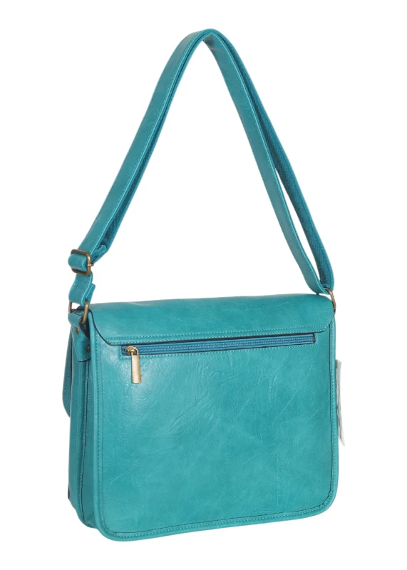 Torebka listonoszka z ekoskóry z kieszonkami – damska torebka na długim pasku A4