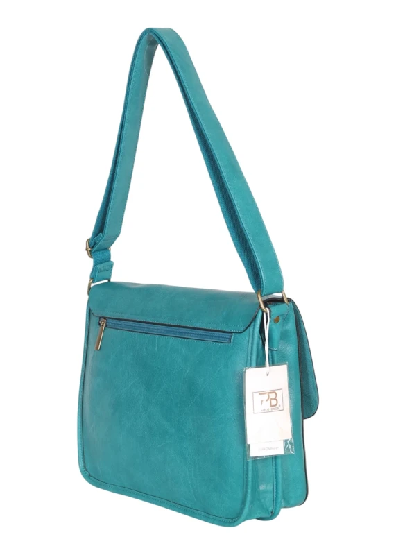 Torebka listonoszka z ekoskóry z kieszonkami – damska torebka na długim pasku A4