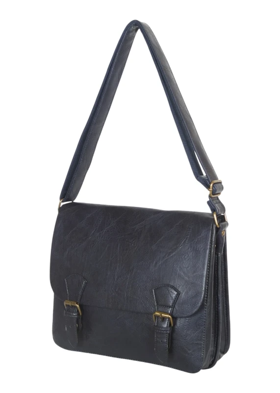 Torebka listonoszka z ekoskóry z kieszonkami – damska torebka na długim pasku A4