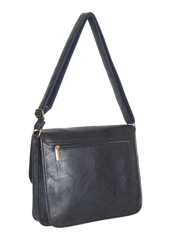 Torebka listonoszka z ekoskóry z kieszonkami – damska torebka na długim pasku A4