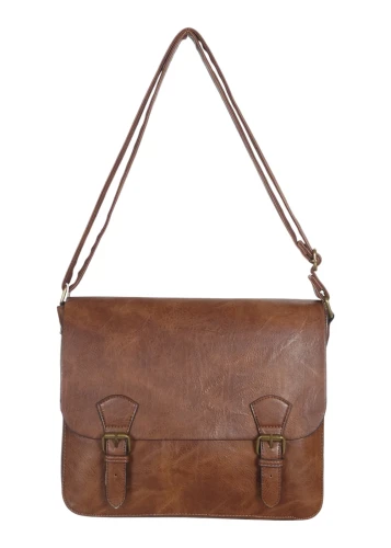 Torebka listonoszka z ekoskóry z kieszonkami – damska torebka na długim pasku A4 