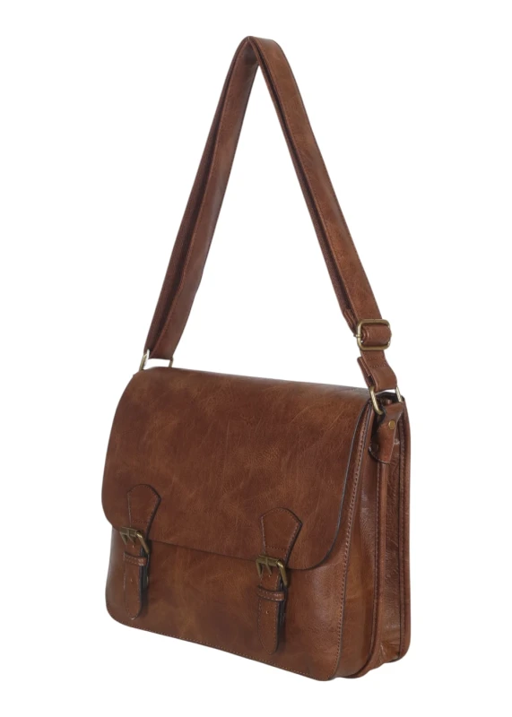 Torebka listonoszka z ekoskóry z kieszonkami – damska torebka na długim pasku A4