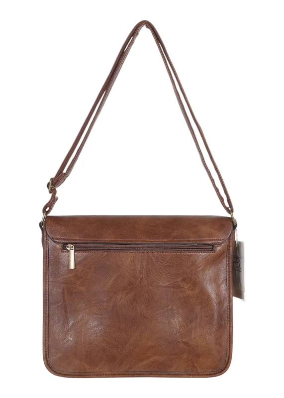 Torebka listonoszka z ekoskóry z kieszonkami – damska torebka na długim pasku A4