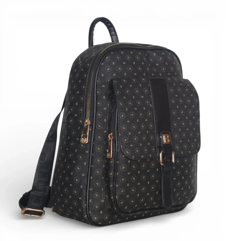 Briciole Italy – plecak damski elegancki skóra ekologiczna czarny wzór złote dodatki WIOSNA/LATO 2026