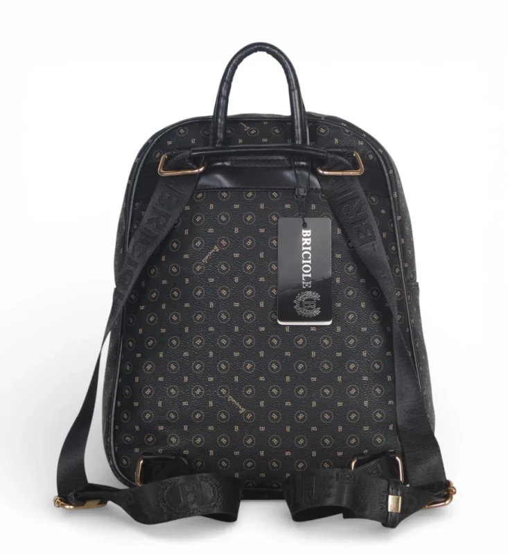 Briciole Italy – plecak damski elegancki skóra ekologiczna czarny wzór złote dodatki WIOSNA/LATO 2026