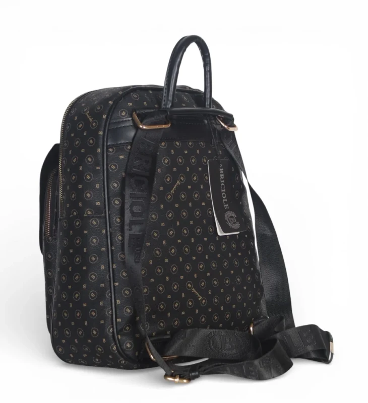 Briciole Italy – plecak damski elegancki skóra ekologiczna czarny wzór złote dodatki WIOSNA/LATO 2026