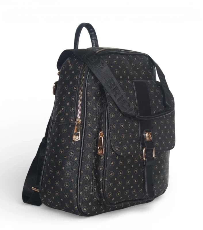 Briciole Italy – plecak damski elegancki skóra ekologiczna czarny wzór złote dodatki WIOSNA/LATO 2026