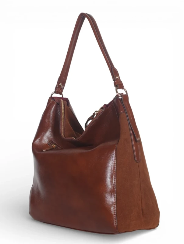 Coconuda Italy – torebka worek damska A4 skóra ekologiczna zamsz elegancka shopper bag