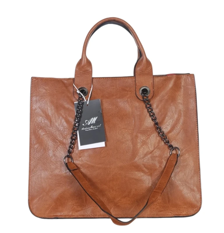 Andrea Massi Italy – duża torebka damska shopper bag A4 + listonoszka 2w1 eko skóra