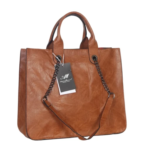 Andrea Massi Italy – duża torebka damska shopper bag A4 + listonoszka 2w1 eko skóra