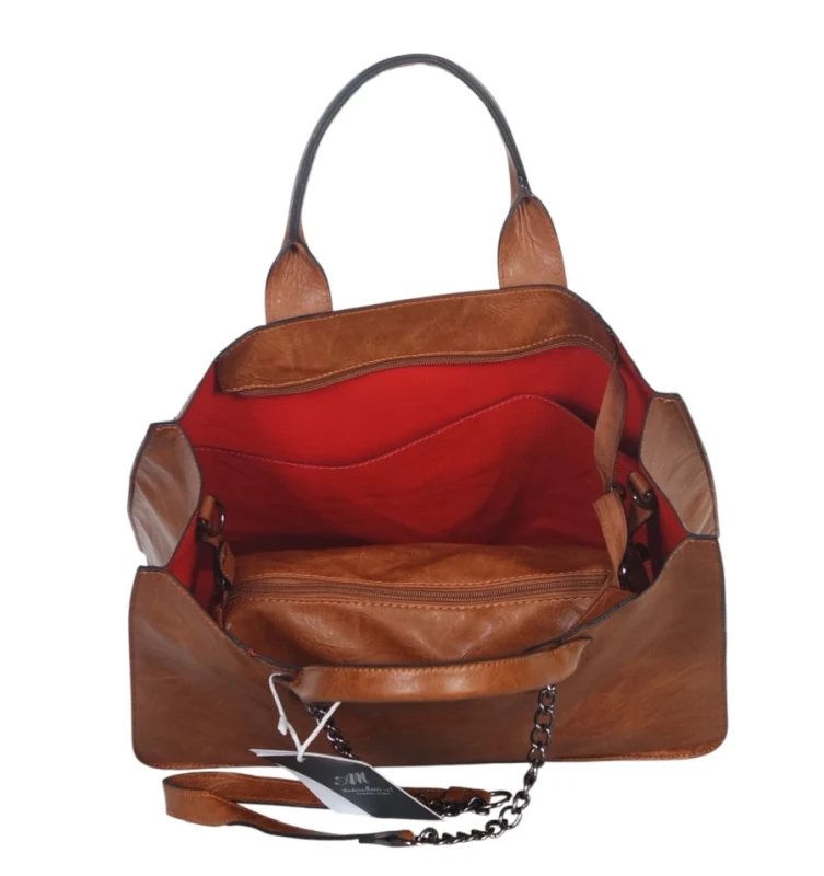 Andrea Massi Italy – duża torebka damska shopper bag A4 + listonoszka 2w1 eko skóra