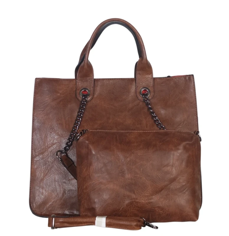 Andrea Massi Italy – duża torebka damska shopper bag A4 + listonoszka 2w1 eko skóra
