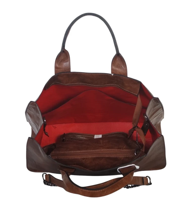 Andrea Massi Italy – duża torebka damska shopper bag A4 + listonoszka 2w1 eko skóra