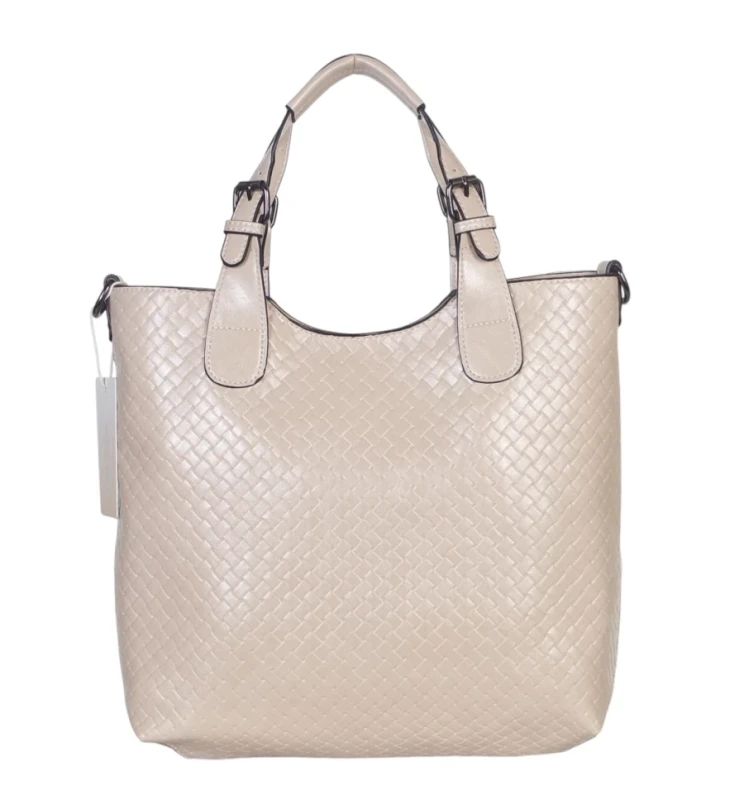 Torebka damska A4 2w1 Ines Delaure – shopper bag + listonoszka eko skóra pleciona