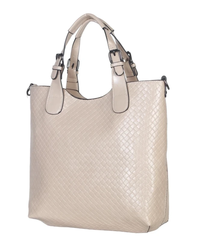Torebka damska A4 2w1 Ines Delaure – shopper bag + listonoszka eko skóra pleciona