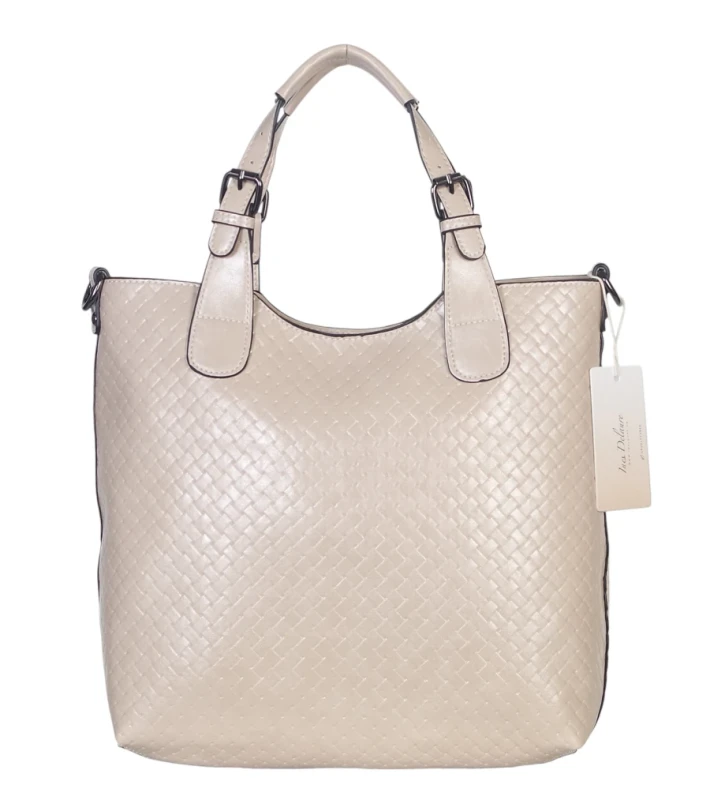Torebka damska A4 2w1 Ines Delaure – shopper bag + listonoszka eko skóra pleciona