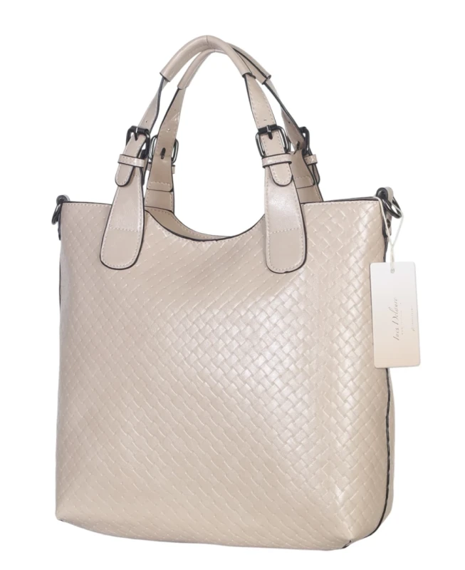 Torebka damska A4 2w1 Ines Delaure – shopper bag + listonoszka eko skóra pleciona