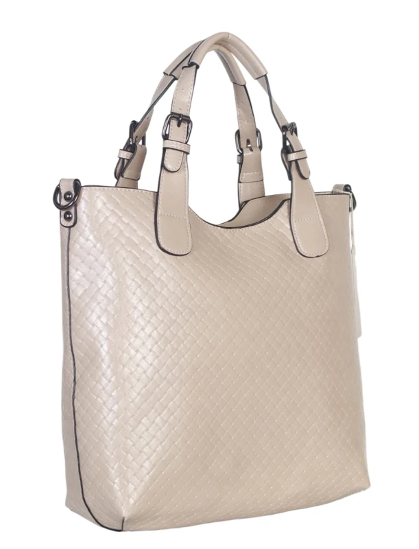 Torebka damska A4 2w1 Ines Delaure – shopper bag + listonoszka eko skóra pleciona