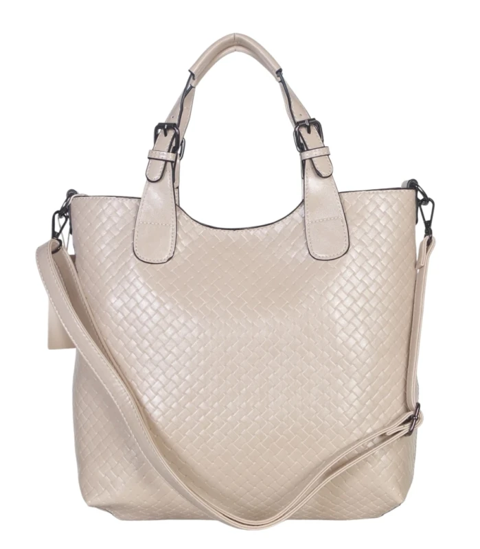 Torebka damska A4 2w1 Ines Delaure – shopper bag + listonoszka eko skóra pleciona