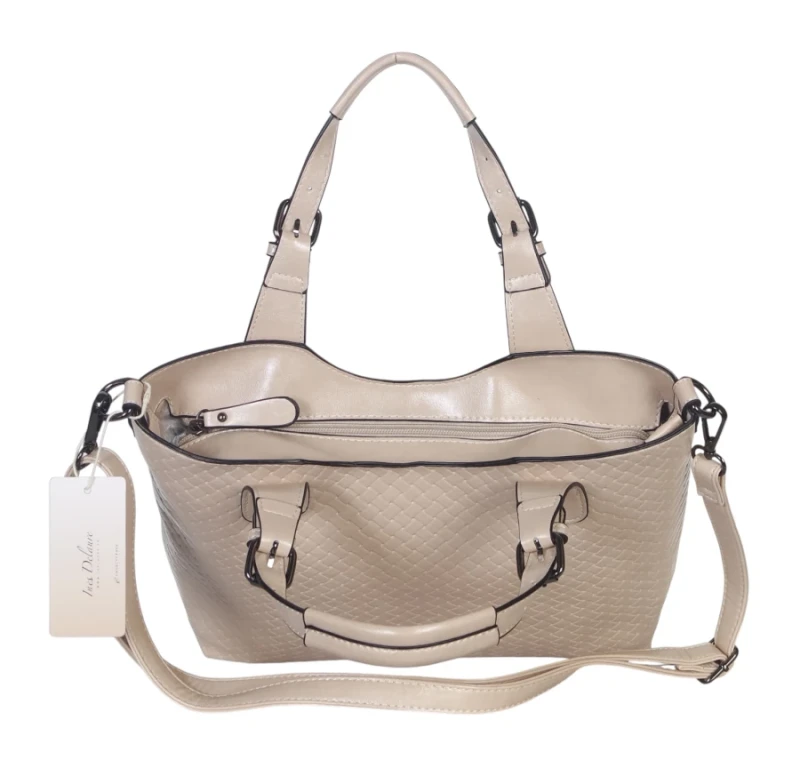 Torebka damska A4 2w1 Ines Delaure – shopper bag + listonoszka eko skóra pleciona