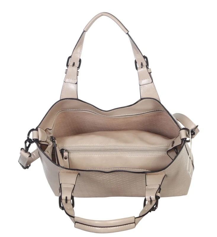 Torebka damska A4 2w1 Ines Delaure – shopper bag + listonoszka eko skóra pleciona