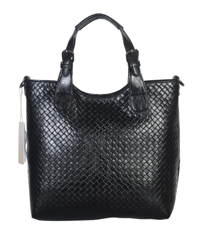 Torebka damska A4 2w1 Ines Delaure – shopper bag + listonoszka eko skóra pleciona