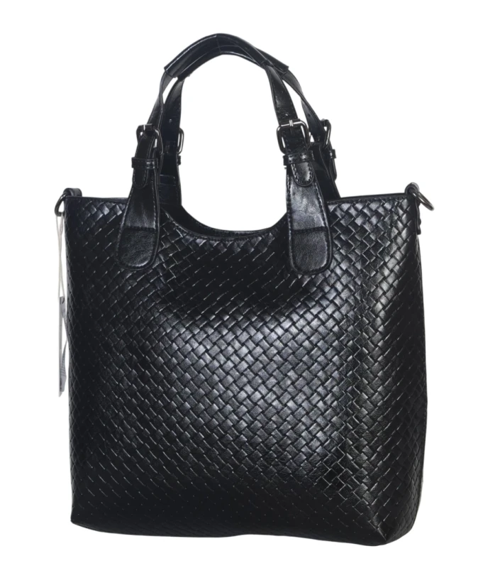 Torebka damska A4 2w1 Ines Delaure – shopper bag + listonoszka eko skóra pleciona