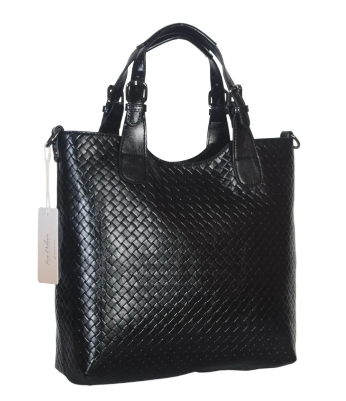 Torebka damska A4 2w1 Ines Delaure – shopper bag + listonoszka eko skóra pleciona
