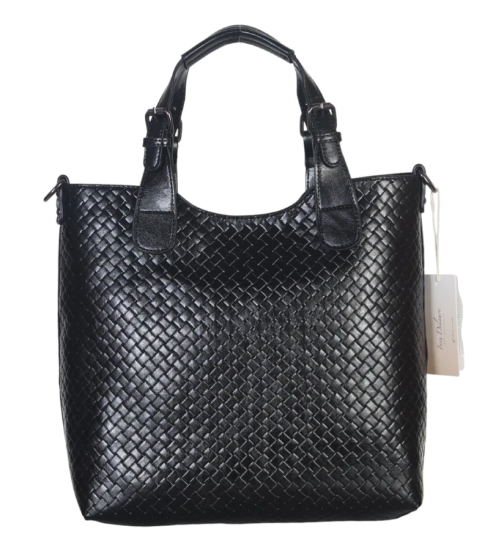 Torebka damska A4 2w1 Ines Delaure – shopper bag + listonoszka eko skóra pleciona