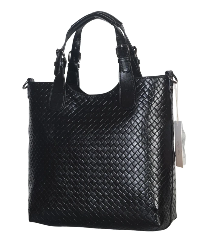Torebka damska A4 2w1 Ines Delaure – shopper bag + listonoszka eko skóra pleciona