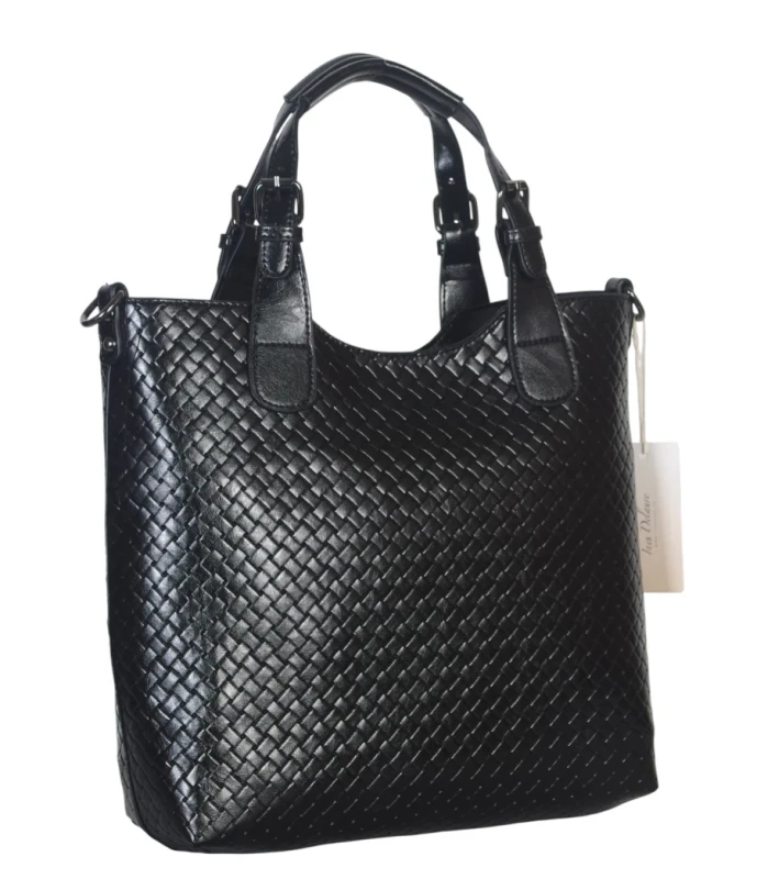 Torebka damska A4 2w1 Ines Delaure – shopper bag + listonoszka eko skóra pleciona