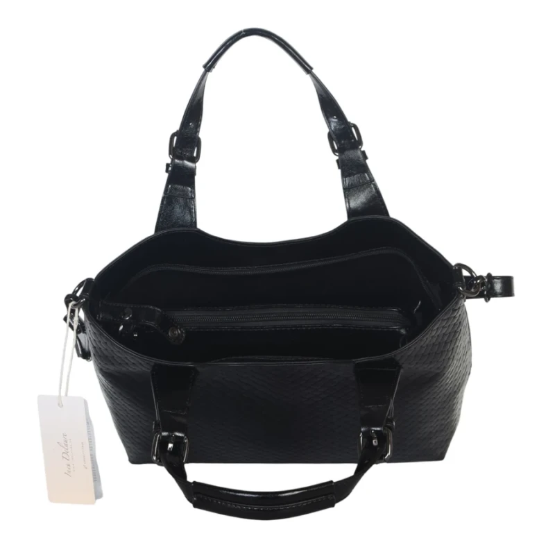 Torebka damska A4 2w1 Ines Delaure – shopper bag + listonoszka eko skóra pleciona