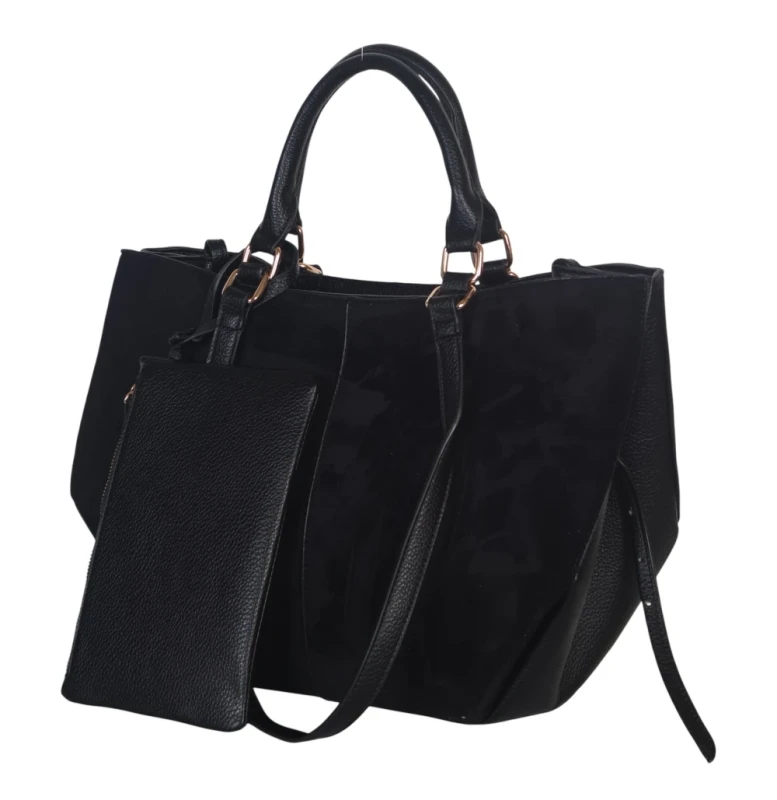 Torebka damska shopper bag eko zamsz Gallantry Paris – duża modna torba miejska A4 na ramię