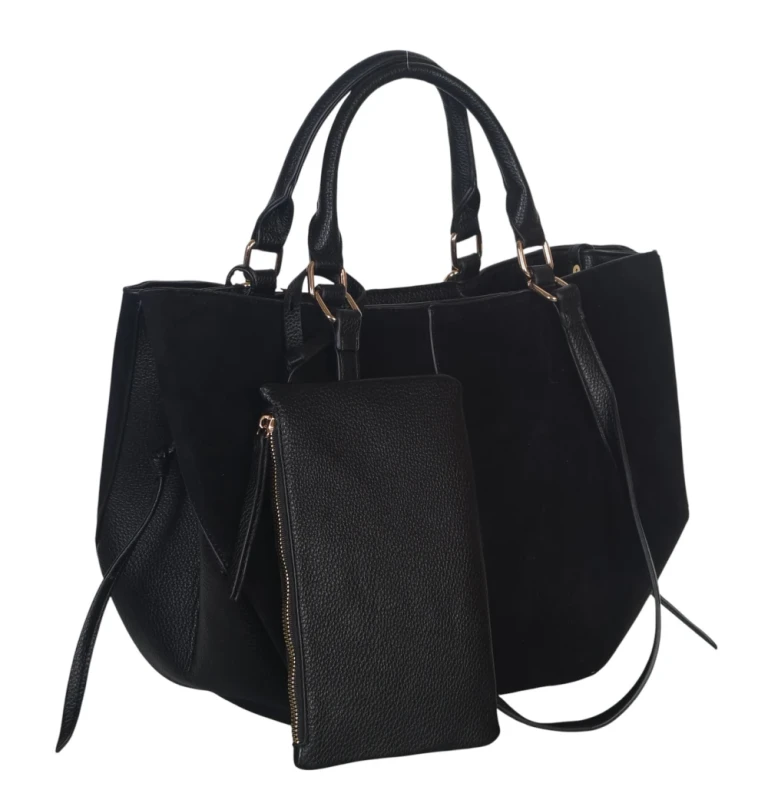 Torebka damska shopper bag eko zamsz Gallantry Paris – duża modna torba miejska A4 na ramię