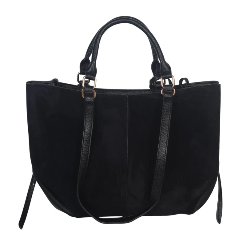 Torebka damska shopper bag eko zamsz Gallantry Paris – duża modna torba miejska A4 na ramię
