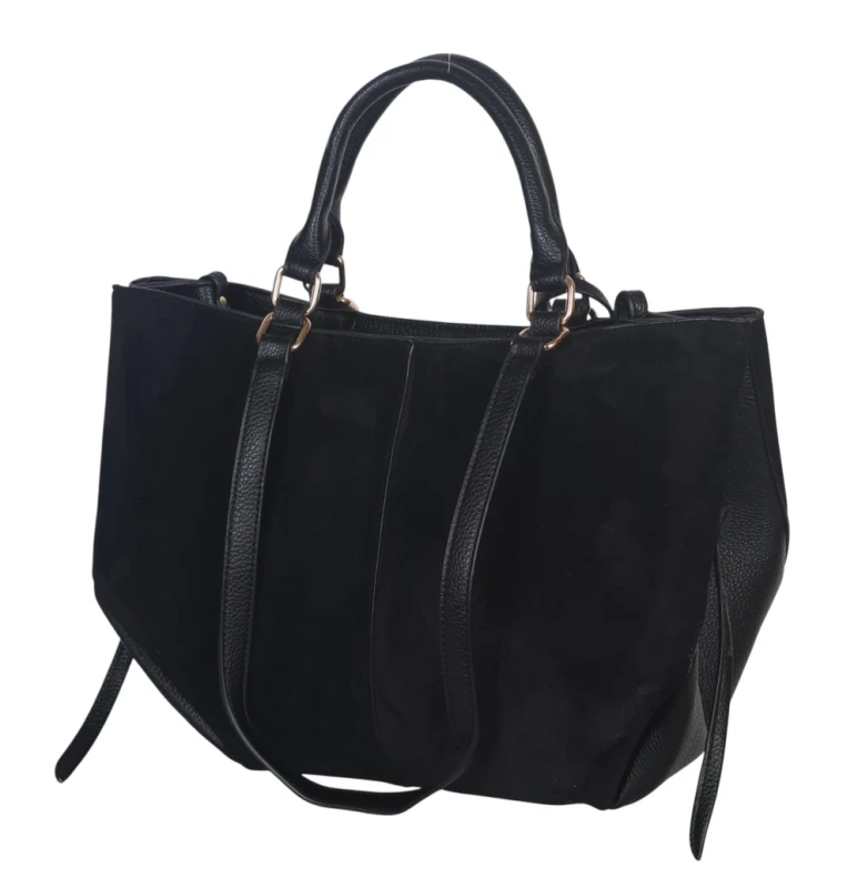 Torebka damska shopper bag eko zamsz Gallantry Paris – duża modna torba miejska A4 na ramię