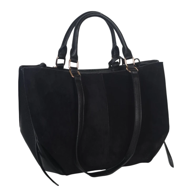 Torebka damska shopper bag eko zamsz Gallantry Paris – duża modna torba miejska A4 na ramię