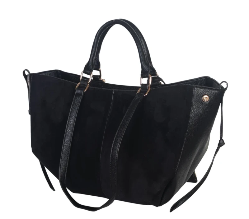 Torebka damska shopper bag eko zamsz Gallantry Paris – duża modna torba miejska A4 na ramię