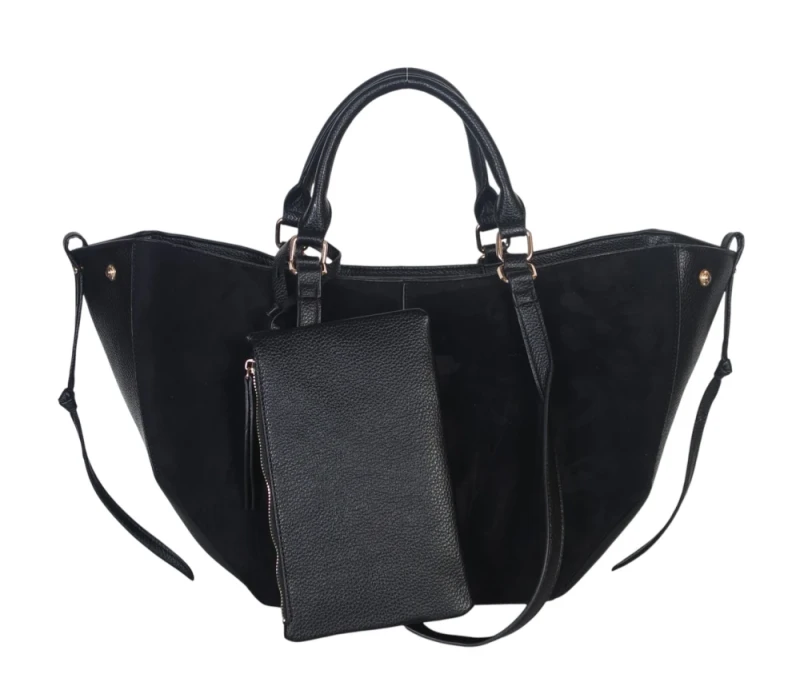 Torebka damska shopper bag eko zamsz Gallantry Paris – duża modna torba miejska A4 na ramię